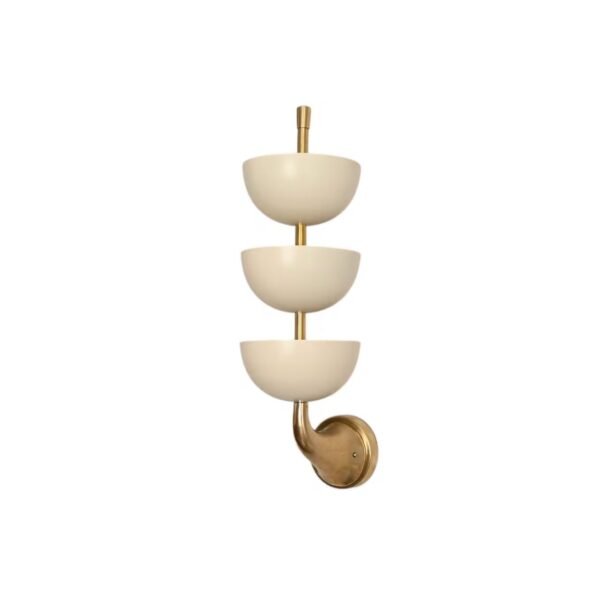 Handmade Raw Brass 3-Light Wall Sconce: Mid Century Modern Fixture