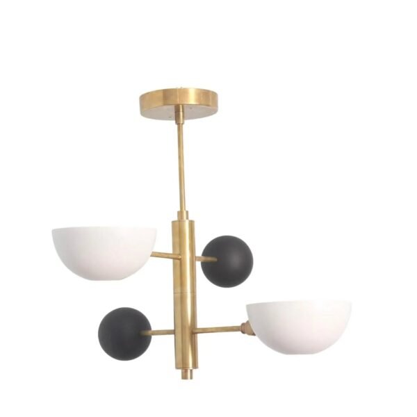 2 Light Small Pendant Mid Century Modern Raw Brass Sputnik chandelier light Fixture