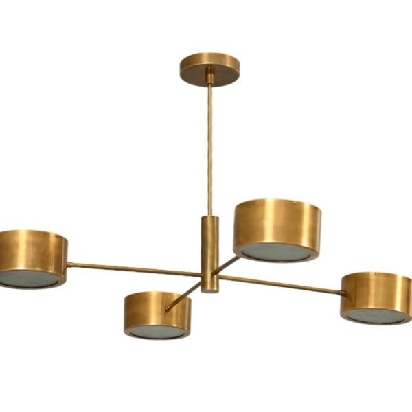 4 Light Stilnovo Balance Glass Raw Brass chandelier light Fixture