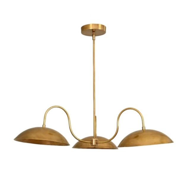 3 Light Curved Shades Pendant Mid Century Modern Raw Brass Sputnik chandelier light Fixture