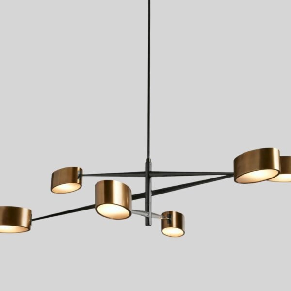Mid Century Brass Sputnik Chandelier, 6-Light Italian Style