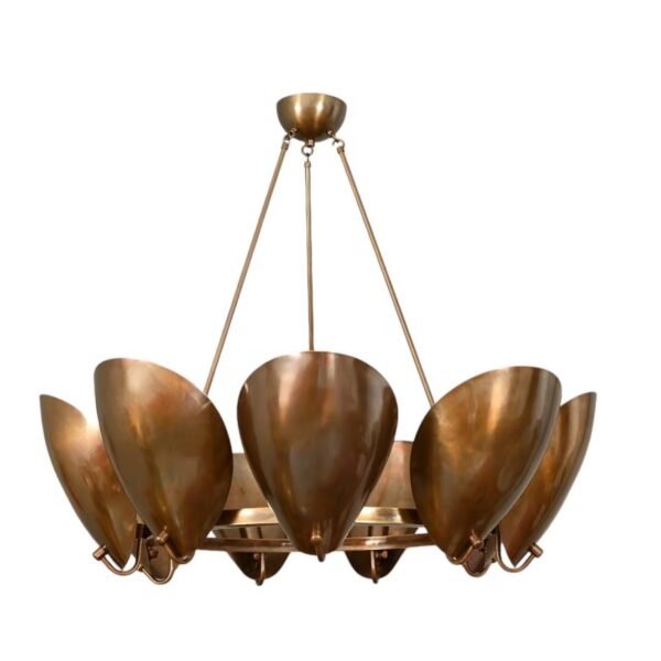 1 Light Dubble Shade Globe Mid Century Raw Brass Sputnik chandelier light Fixture