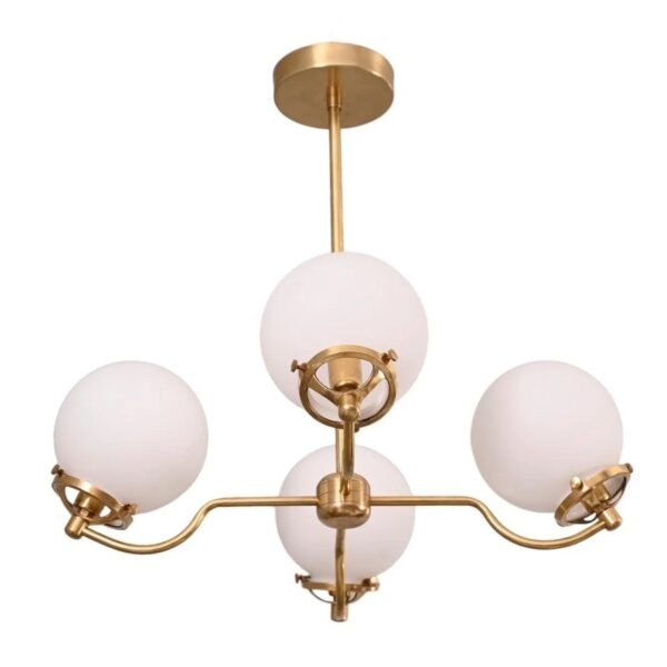 4 Light Curved Globe Mid Century Black Brass Sputnik chandelier light Fixture