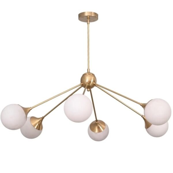 6 Light Globe Mid Century Brass Sputnik chandelier light Fixture