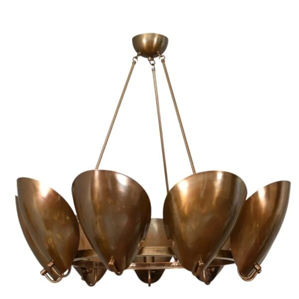 9 Light Circle Shade Pendant Mid Century Brass Sputnik chandelier light Fixture