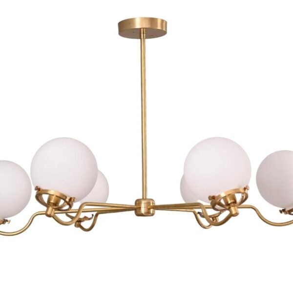 6 Light Curved Globe Mid Century Black Brass Sputnik chandelier light Fixture