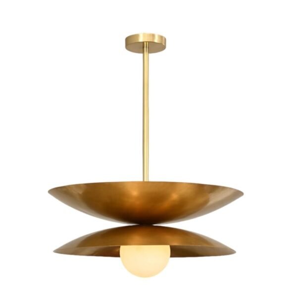 1 Light Dubble Shade Globe Mid Century Raw Brass Sputnik chandelier light Fixture